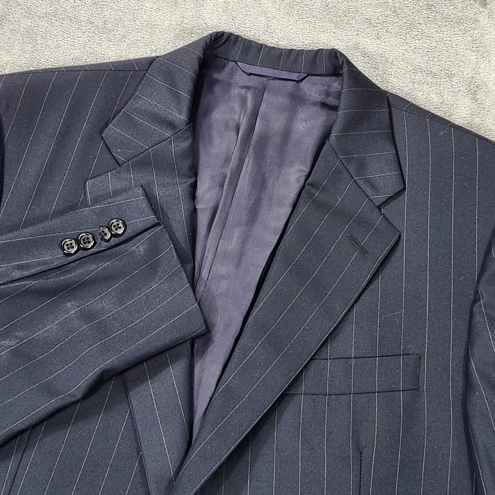Hickey Freeman Blazer Mens 43 Long Loro Piana Navy Blue Pinstripe Wool